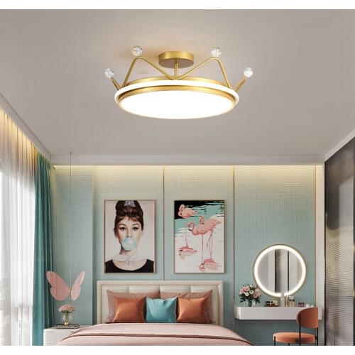 Children Bedroom Lamp Modern Minimalist Boy And Girl Bedroom Room Lamp Warm And Romantic Crown Princess Room LED Ceiling Lamp