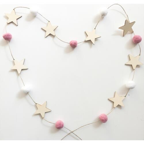 Baby Room Decoration Nordic Style Wall Hanging Ornament For Photography Props Cute Star Shape Wooden Beads Tassel Pendant
