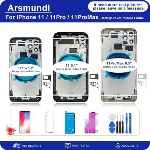 5.8"For iPhone 11Pro Battery Back Cover + Middle Chassis Frame + SIM Tray + Side Key Parts Housing Case No Flex Cable
