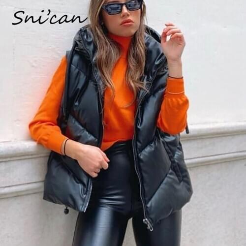 Snican Black Pu Faux Leather Blazer Winter Warm Jacket Vest Za Women 2021 Za Vintage Female Outwear Abrigo Veste Chaqueta Mujer