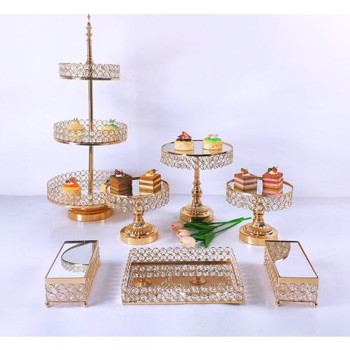 1pc Crysta Home Party Display Stand Wedding Decoration Wrought Iron Birthday Tray Dessert Fudge Desktop Afternoon Tea Cake Stand