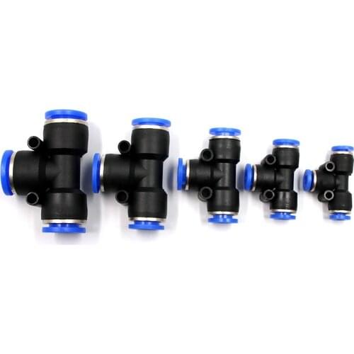 10Pcs 3 Way T shaped Pneumatic 4mm 6mm 8mm 10mm 12mm 14mm OD Air Hose Tube Pipe Push In Union Tee Joint Quick Fitting Connector