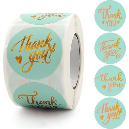100-500pc 1.5" Thank You Sealing Stickers Gold Foil Front Design Lable Sticker For Weddings Party Envelope Stationery Decoration