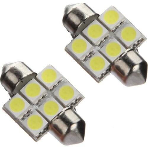 2X 31mm 6 SMD 5050 LED Car Interior Dome Festoon C5W Super White Light Lamp Bulb
