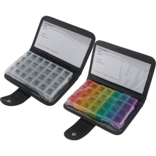 2pcs Pill Wallet 7 Day Tablet Medicine Storage Container Capsules Organizer