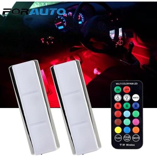 2 PCS Car Interior Atmosphere Light LED Wireless Remote Auto Ambient Light Lamp LED Car Decorative Lamp RGB Charging Foot Light