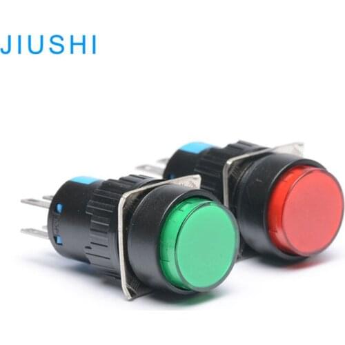 Hot selling LA16Y-22 round head momentary push button switch hole diameter 16mm RED GREEN YELLOW 2NO 2NC 6 pins