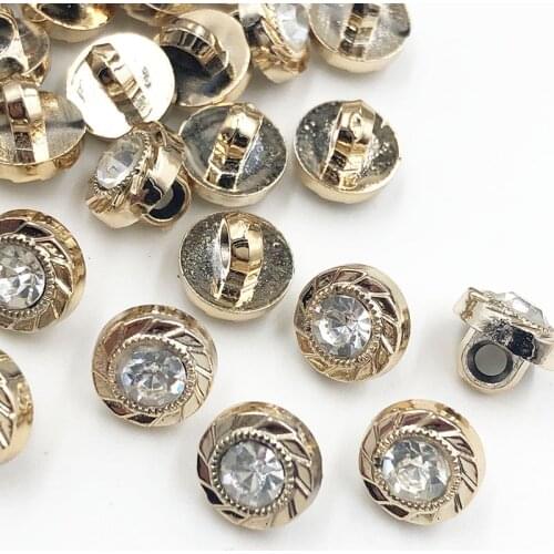 30/50/150pcs 10mm New Plating Buttons With Rhinestones Shank Diy Apparel Sewing Accessories Shirt PT313