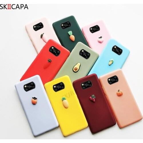 3D DIY Cute Fruit Phone Case For Xiaomi POCO X3 FNC Case Candy Color Silicone Soft shockproof Phone Cover For Xiaomi POCO X3 FNC
