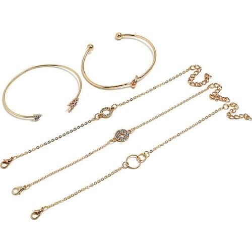 8Pcs/set Bohemian Gold Bracelets for Women Jewelry Geometric Beads Layered Hand Chain Charm Bracelet Set