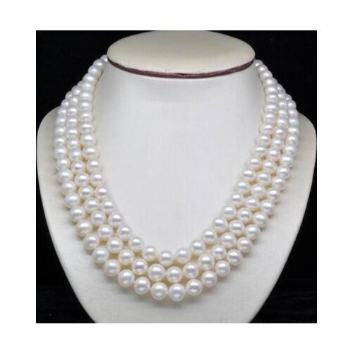 Free shipping A++ Natural 3-Strand 6-7MM White Pearl Necklaces (17"18"19" )