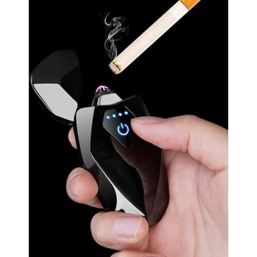 Diamond Double Arc USB Charging Electric Lighter Cool Windproof Fameless Lighter Touch Sensor Lighters Dropship Suppliers