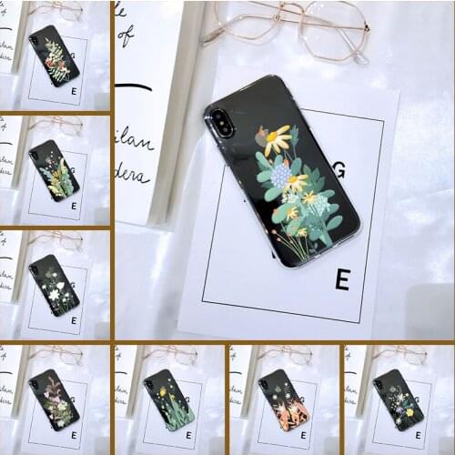 Phone Case For iPhone X XR XS MAX 8 7 6S 6 S Silicone Aesthetic Flower Art Floral Back Cover For Apple iPhone 8 7 6S 6 S Plus