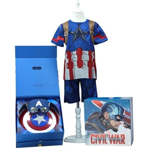 Marvel The Avengers Anime Captain America Shield Mask Halloween Cosplay Toy Props Action Figure Gift Box Childrens Costume Suit