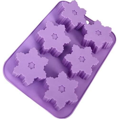 Cake Mold Silicone Soft DIY 6-Cavity Snowflake Mold Fondant Mold For Christmas Baking Accessories Cake Tools Random Color
