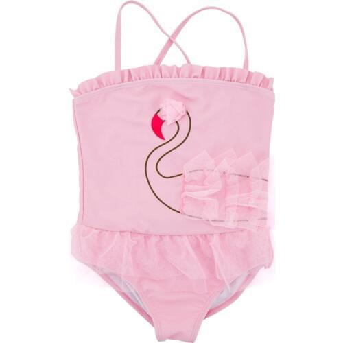 Honeyzone Costumi Da Bagno Bambina Maillot De Bain Fille Pink Swan Cartoon Print Baby Girl Swimwear Bikini Playa Bebe 1-6T