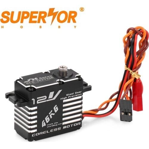 JX CLS-12V7346 46KG 12V Steel Gear Full CNC Aluminium Shell Digital Coreless Standard Servo 180 degree RC car Robot