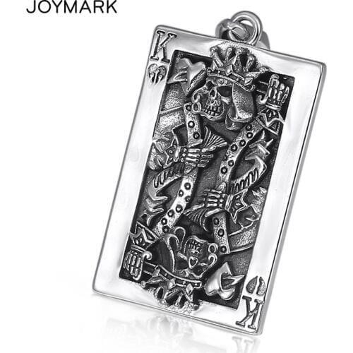S925 Sterling Silver Playing Cards Poker K Pendant Hip Hop Hanging Hag Thai Silver Skull Pendant Halloween Party Jewelry TSP220