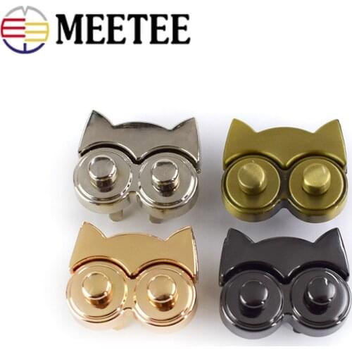 Meetee 32x32mm Owl Metal Twist Turn Locks Women Bag Lock Snap Bags Decorative Buckles Clasps Closure DIY Hardware Accessories