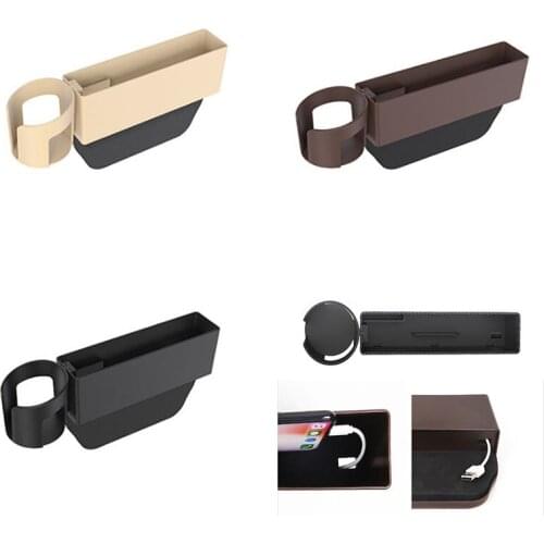 Multi-functional Car Seat Gaps Organizer Watch Keys Tissue Crevice Storage Box Front Seat Console Side Pocket With Cup Holder