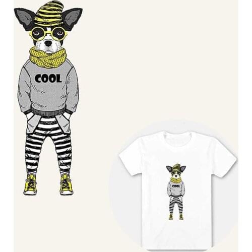 Cartoon Cute Animal Patterns Patch 7.7x22cm Cool Letter Dog Patches For Clothes Iron On Transfers DIY T-shirt Cloth Stickers B