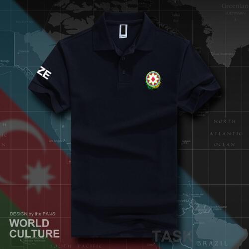 Republic of Azerbaijan AZE polo shirts men short sleeve white brands printed for country 2018 cotton nation emblem new fashion