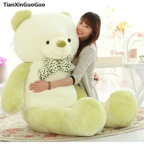 Fillings plush toy huge 160cm bowtie teddy bear green bear doll soft hugging pillow,birthday gift h0707