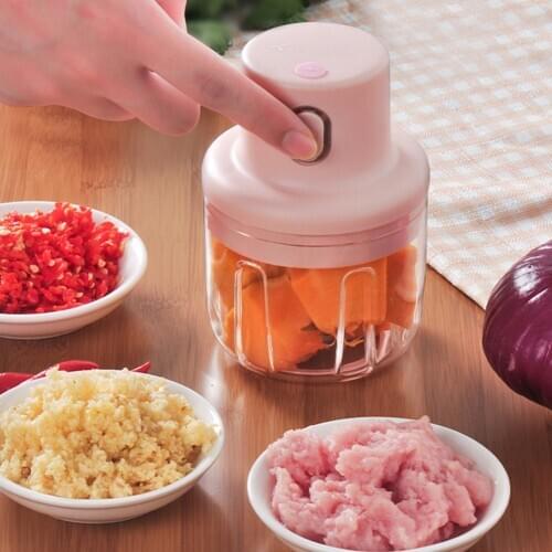 250ML Wireless Electric Meat Grinder Food Chopper Mini Stainless Kitchen Chopper Meat Grinder Shredder Kitchen Gadgets Pink