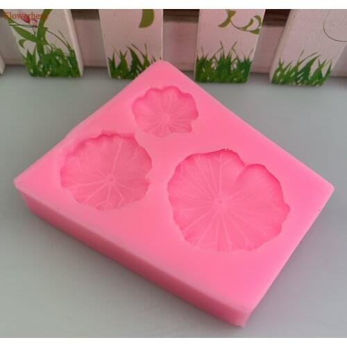 New 3 Lotus Leaves Lotus Pond Series Fondant Cake Silicone Mold Chocolate Mold Handmade Plaster Soap Mold Baking Tool Cake Decor