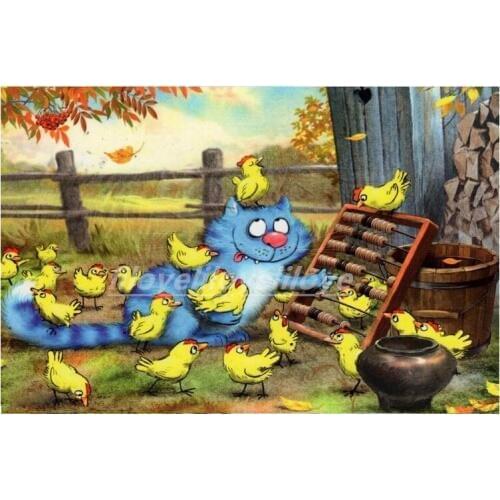 Full Round Diamond Embroidery Sale 5D DIY Diamond Painting Cartoon cat chicken Diamond Mosaic Cross Stitch Kit Wall Decor FG1269