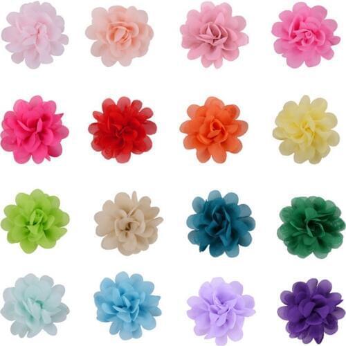 Nishine 2" 120pcs/lot Mini Chiffon Fabric Flowers for Girl Headband Hair Clips Diy Clothes Caps Headwear Hair Accessories