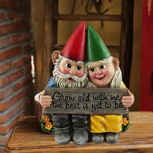 Christmas Gnome Dwarf Couple Figurine Xmas Funny Cute Resin Statue Standing Ornament Doll Decoration For Garden Home Gifts