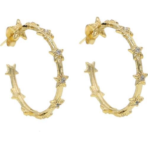 Christmas gift for women jewelry fashion classic star design cz star circle hoop earring