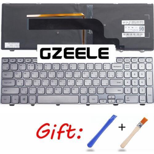 Russian Keyboard for DELL for Inspiron 15-7000 Series 7537 RU Keyboard Backlit with SILVER FRAME