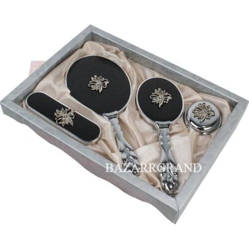 YOUR COMB SET WITH QUALITY COLOR TO ADD ELEGANCE TO YOUR STYLE Luxury Bridal Mirror Brush Toiletry Set (Black FREE SHİPPİNG