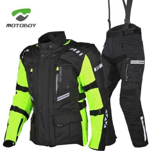 Waterproof MOTOBOY motorcycle Jacket pants raincoat down Lining winter motorbike jersey suit mens CE motocross Rally Suit