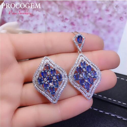 5A Natural Sri Lanka Sapphire Jewelry sets for Women Party gifts with more Real gemstones 925 Sterling Silver Free shipping #498