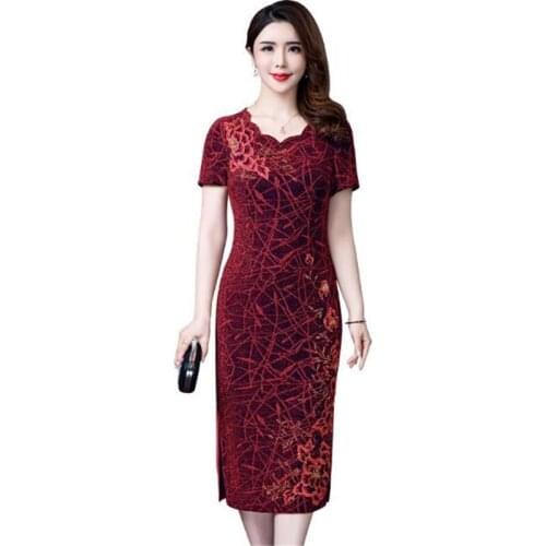 Plus Size 6XL Womens Noble Cheongsam Dress 2021 Female Spring Dress Middle Aged Mother Elegant Dress Vestido Dresses For Women