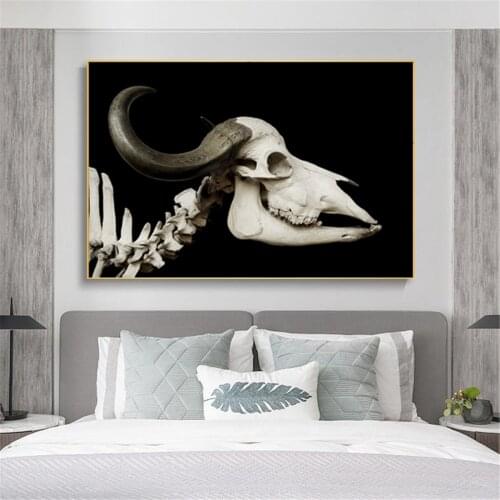 Animal Buffalo Skull Modern Picture Poster Canvas Print Painting Wall Art Living Room Home Decoration