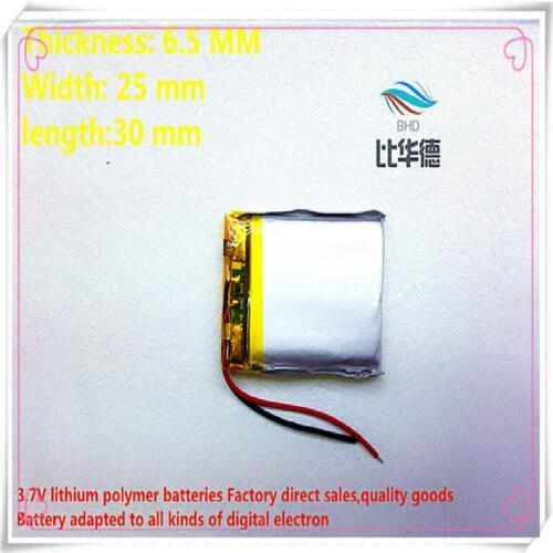 10pieces/lot) 3.7V 652530 500mah lithium-ion polymer battery quality goods quality of CE FCC ROHS certification authority