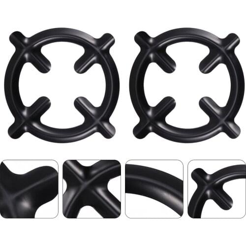 2 Pcs Kitchen Gas Stove Pot Burner Stands Iron Coffee Kettle Holders (Black)