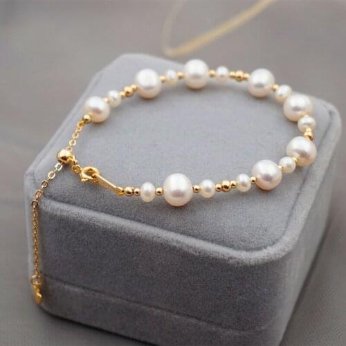 2021 New High Quality 14K Gold Filled Natural Freshwater Pearl Ladies Bracelet Fine Jewelry Girlfriend Birthday Gift