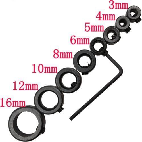 9PCS Drill Bit Stop Collar ring Drilling depth controller+2.5mm hex wrench/Locator 3/4/5/6/8/10/12/16mm