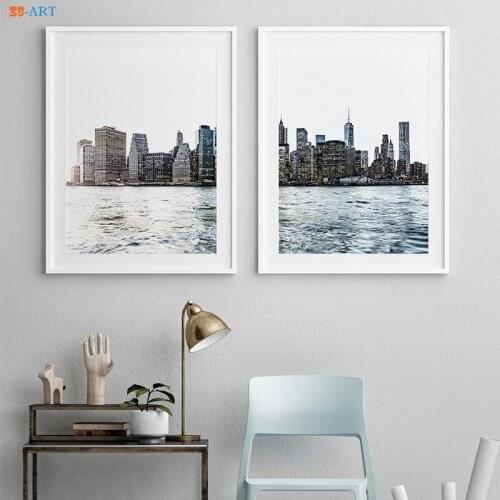 New York City Print Skyline Urban Wall Art Modern Minimalist Canvas Painting Large Poster Wall Pictures Living Room Home Decor