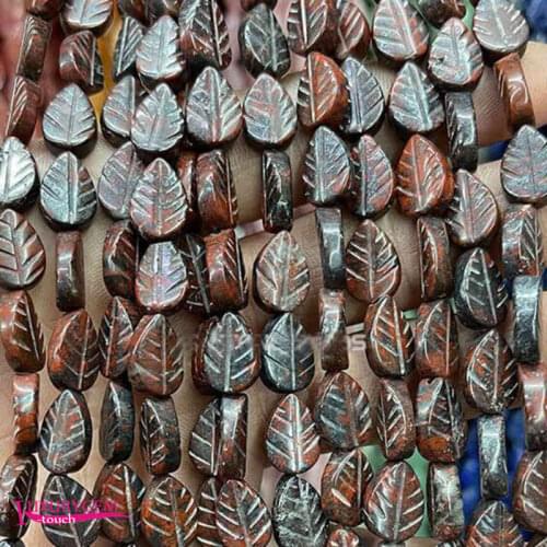 Natural Black Red Agates Stone Spacer Loose Beads High Quality 8x11mm Carve Leaves Shape DIY Gem Jewelry Making 32Pcs a3695