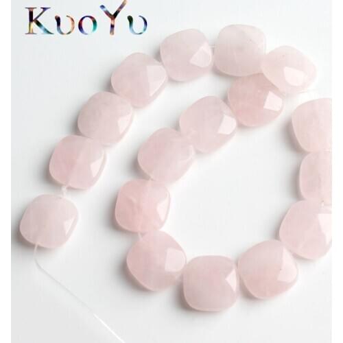 12*12mm Natural Faceted Pink Crystal Stone Beads Square Spacer Loose Beads For Jewelry Making DIY Bracelet Necklace 7.5"Inches