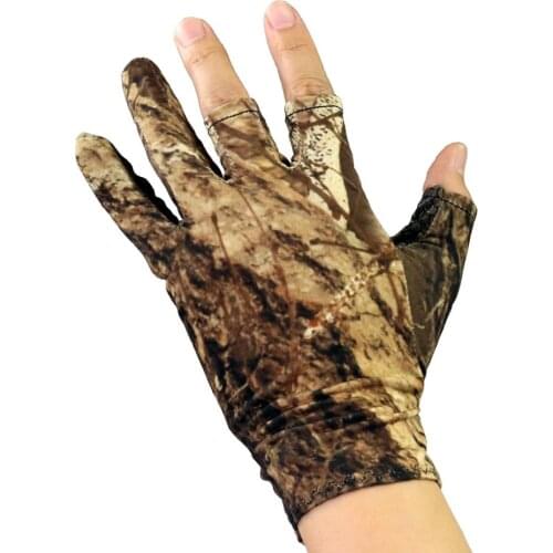 1 pair Breathable Fishing Gloves Camouflage Anti-Slip Elastic Thin 3 Fingers Cut Camping Cycling Hunting Half-Finger Gloves