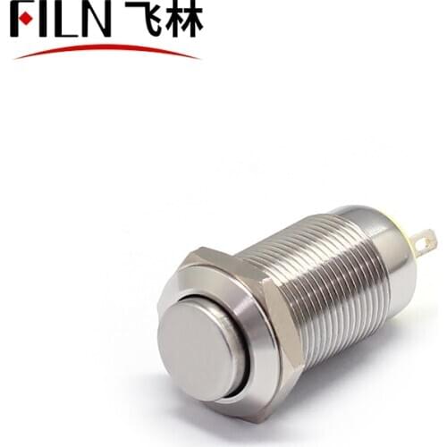 FILN 12mm High head Momentary Latching without light stainless steel Push Button Switch