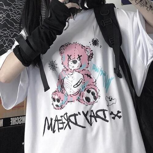 Females tshirts Printing Casual Harajuk goth Kawaii Unisex Short Sleeve Anime T Shirt HipHop Summer Women Streetwear Tops