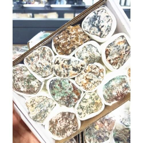 1KG Crystal Stone Natural Raw Copperlite Quartz Mineral Rough Copper Flower Ore Gems With Box Healing